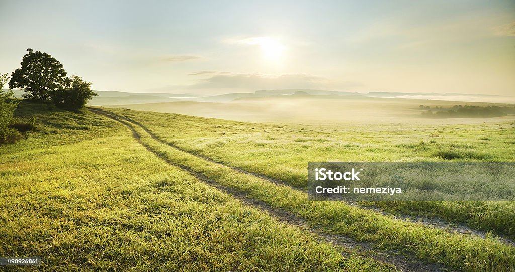 mountain landscape Lane in meadow and sunrise. Nature design. Footpath Stock Photo