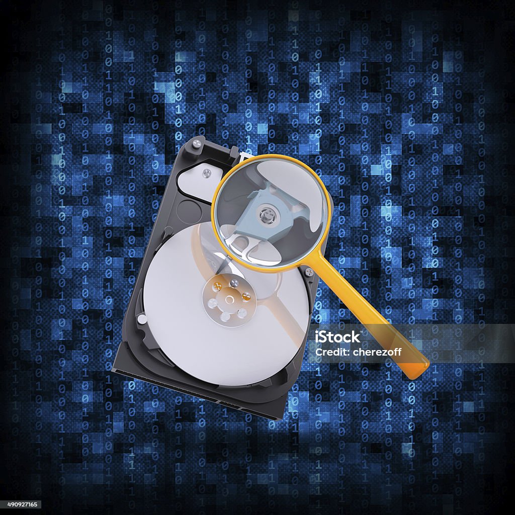Binary Code And Hdd With Magnifying Glass Stock Photo - Download Image ...