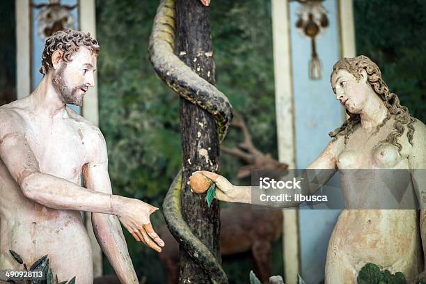 Antique Statues In Italian Original Sin Chapel Stock Illustration - Download Image Now