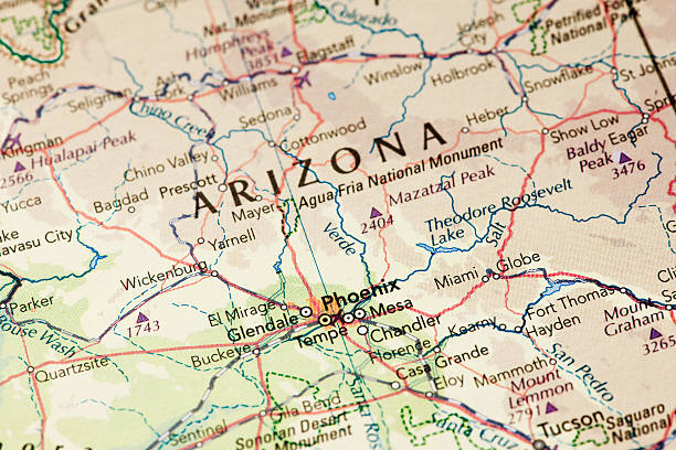 Map of Arizona stock photo