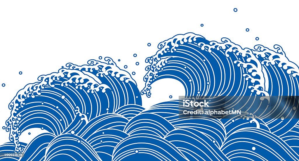 Blue Wave. Japanese style Wave - Water stock vector