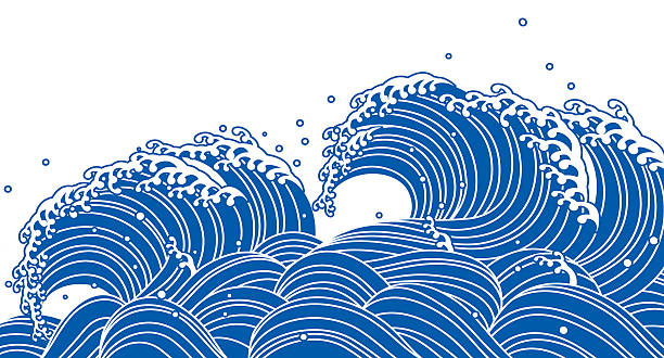 Blue Wave. Japanese style Blue Wave. Japanese style goddess of ocean stock illustrations