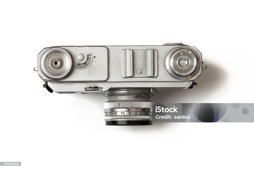Retro photo camera isolated on white backround Camera - Photographic Equipment Stock Photo