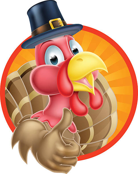 comic thanksgiving-truthahn - flat character stock-grafiken, -clipart, -cartoons und -symbole