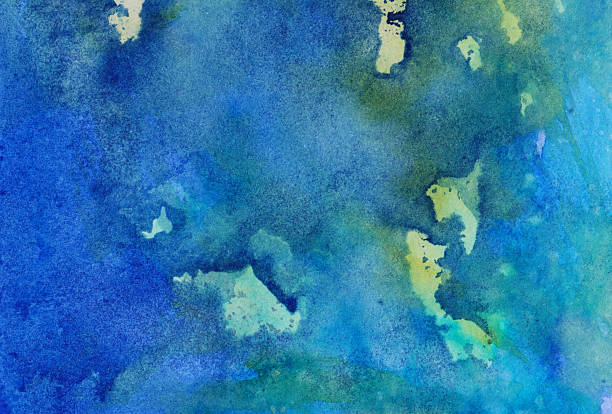 istock Hand painted blue and green textured background 490932330