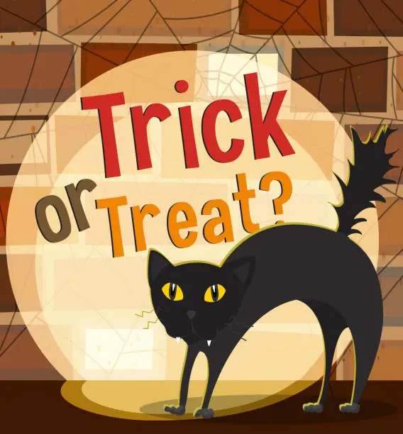 Vector illustration of Halloween theme black cat