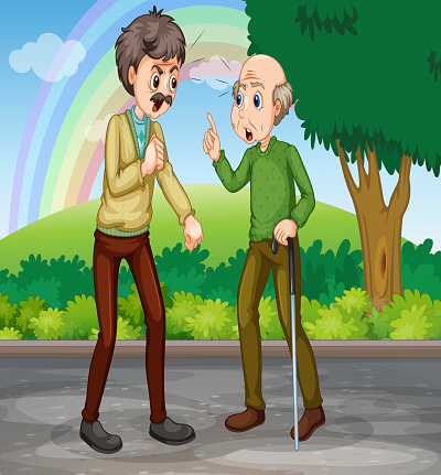 Two Rural Old Men Rivals Fighting Two Old Men Fighting Park Stock Illustration - Download Image Now ...