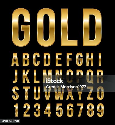 istock Font alphabet number gold effect vector 490940898