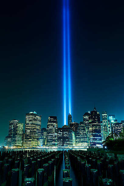 istock Lower Manhattan skyline night view from Brooklyn Bridge Park in 490941254
