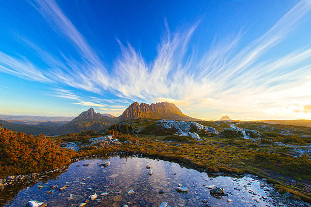 The Magic Cradle Mountain This is a perfect place for photography, the landscape is changing in everyday, if you can stay in here for a year, and you will find out what is magic extreme terrain stock pictures, royalty-free photos & images