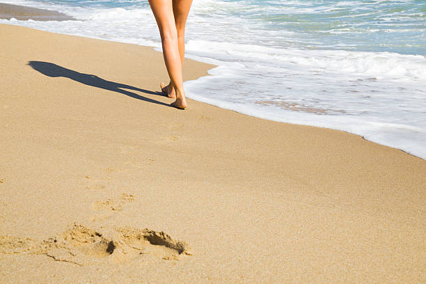 istock Woman walking on the beach 490958250