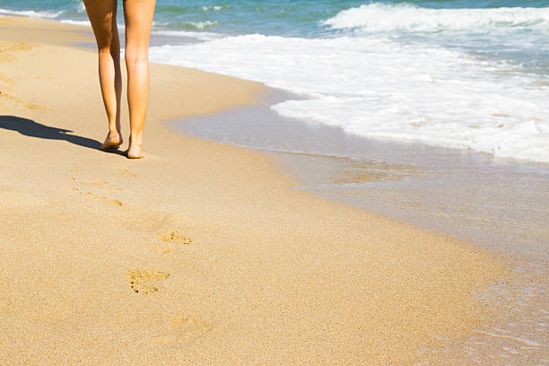 istock Woman walking on the beach 490958442