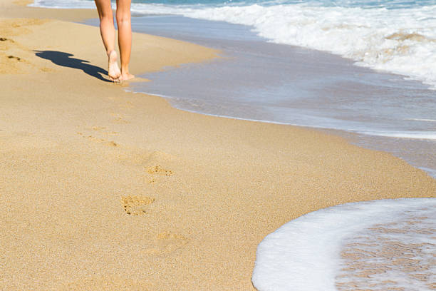 istock Woman walking on the beach 490958530