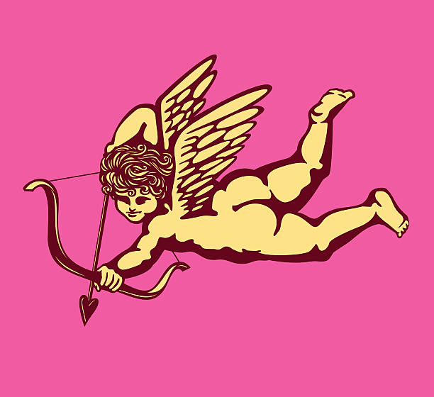 амур ангел-крылья bow and arrow vector, eros бог love - cupid stock illustrations