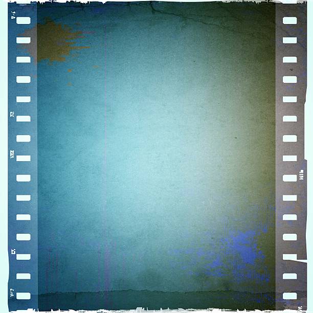 istock Vintage blue film strip frame 490961952