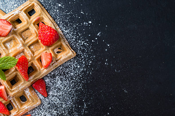istock Homemade Waffles with fresh Strawberries 490964270