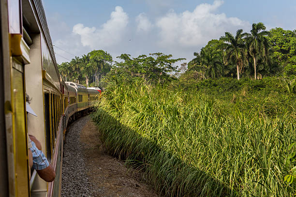 Travelling with train in Panama stock photo