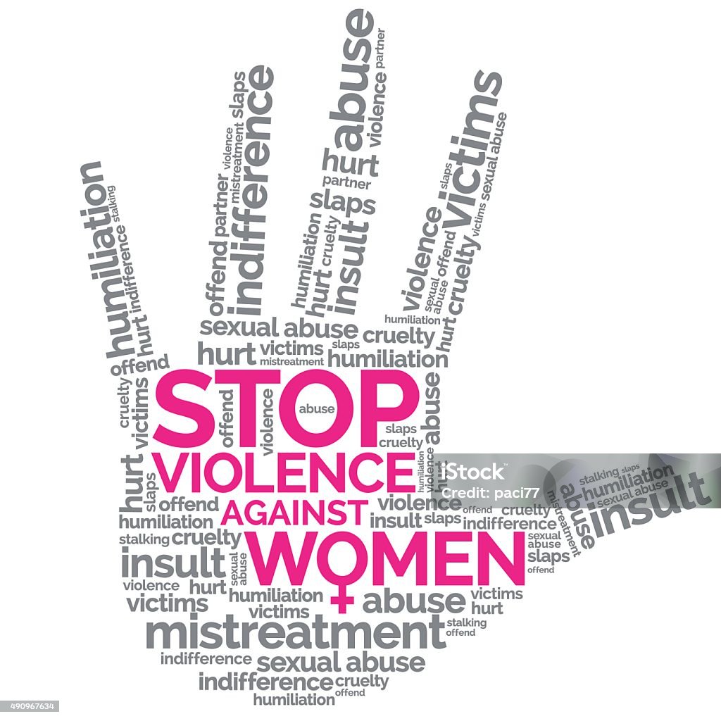 Stop Violence against Women. - Royalty-free Şiddet Vector Art