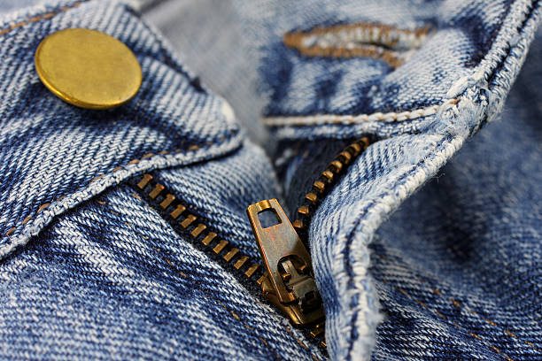 istock Close-up blue jeans with zipper. 490969974