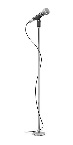 istock Microphone and stand isolated on white background. 490987212