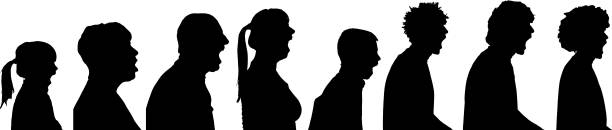 Vector silhouette profile of people. vector art illustration