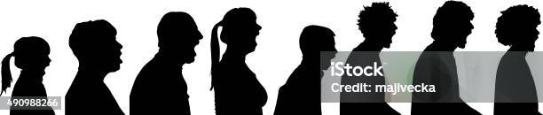 Vector Silhouette Profile Of People Stock Illustration - Download Image Now - In Silhouette, Shouting, Screaming