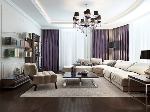 Living room in Art Deco style, 3d images