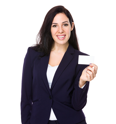 Businesswoman hold with name card