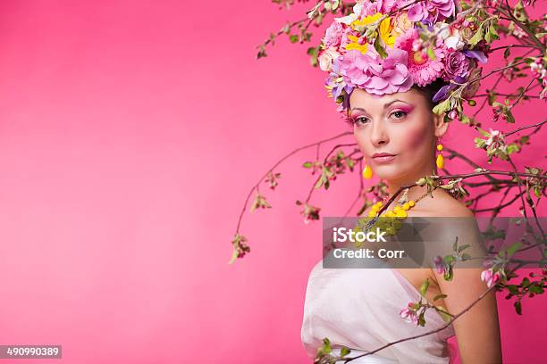 Woman Flower Banner Advertisment Template Stock Photo - Download Image Now - Adult, Adults Only, Beautiful People