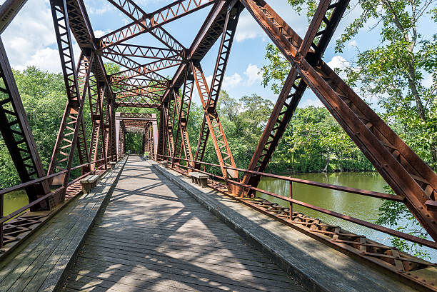 istock Rail Trail Steel-Truss Bridge in Upstate NY. 490993302