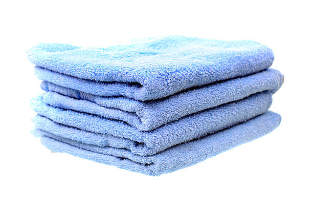 istock Blue Towels Isolated on White Background 490994045