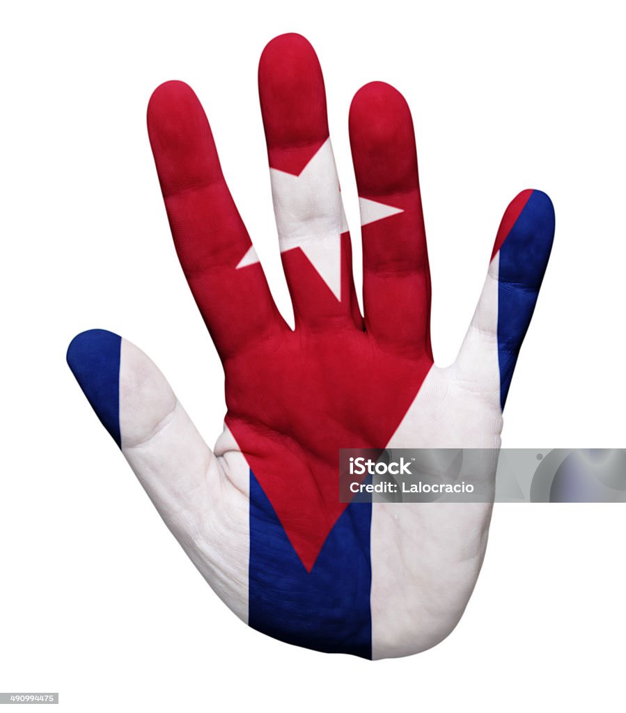 Abierto de mano con bandera de Cuba - Foto de stock de Bandera libre de derechos