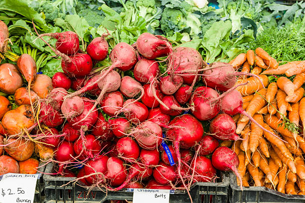 istock Red beets and carrots at the market 490996936