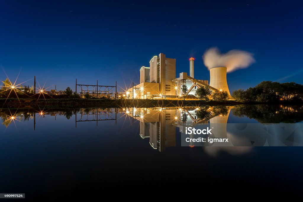 Power Plant Stoecken by Hannover in Germany Power Plant Stoecken by Hannover in Germany at night Germany Stock Photo