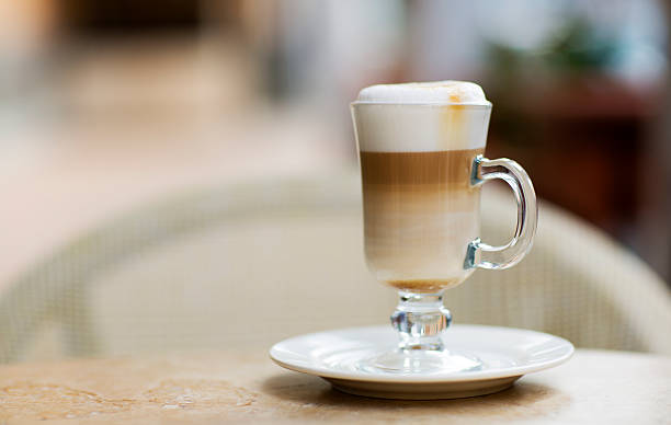 istock Coffee Latte in a glass on the table. 491000202