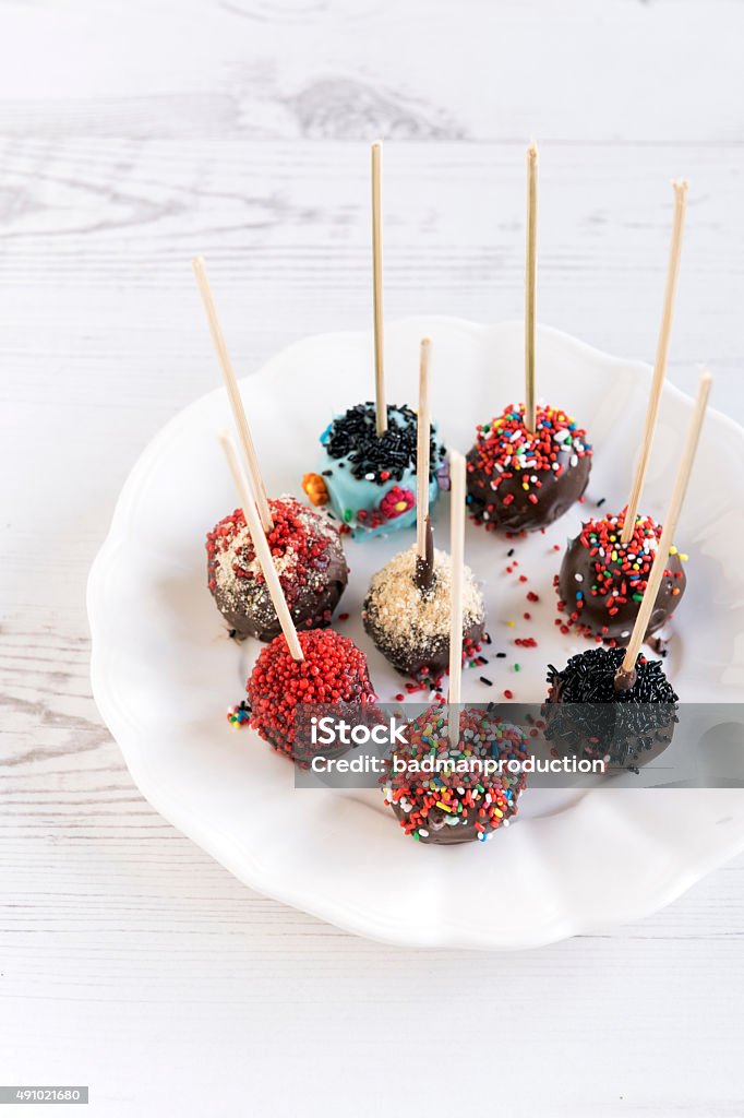 Cakes Pops Homemade sweet Cakes Pops in the plate,selective focus 2015 Stock Photo