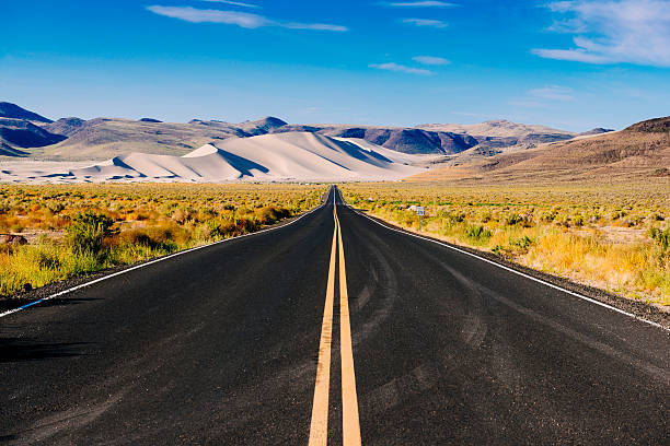 Nevada Sand Dune Recreation Area Western USA Desert Road