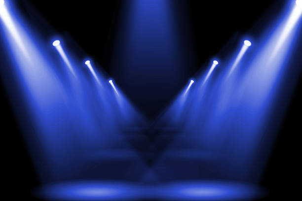 istock Abstract blue purple lighting flare on the floor center stage. 491049612