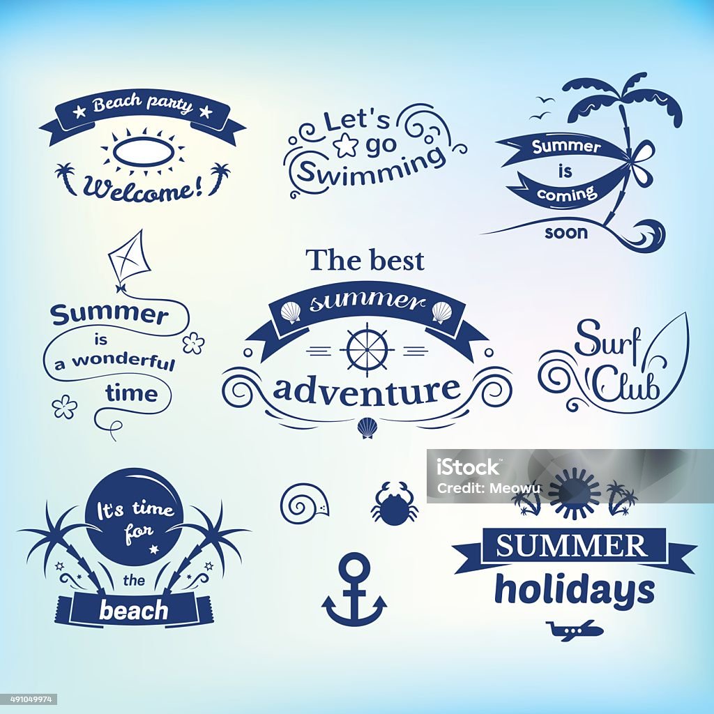 Summer Collection Sign Summer Signs Set Stock Illustration - Download Image Now - 2015 ...