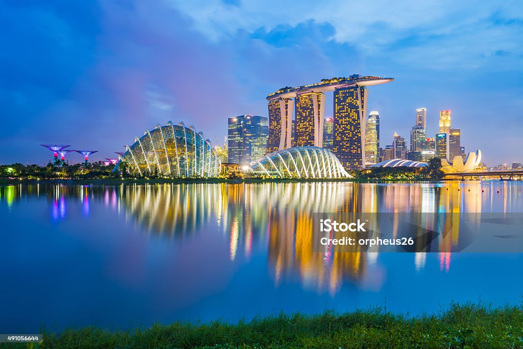 Singapore skyline cityscape at night Singapore skyline cityscape at night. Singapore Stock Photo