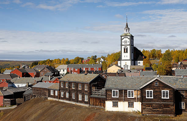 Mining town Roros View of the Norwegian mining town Roros in autumn colors. roros mining city stock pictures, royalty-free photos & images