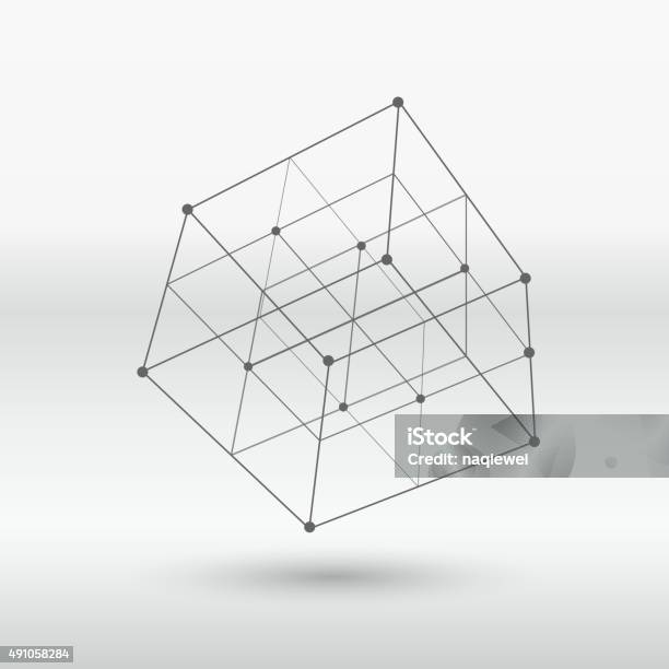 Line Structure Cube Stock Illustration - Download Image Now - Cube Shape, Construction Frame, Abstract