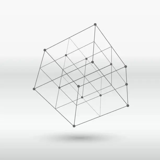 Vector illustration of line structure cube