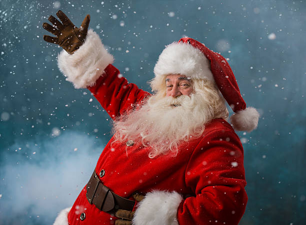 Santa Claus welcoming to the North Pole stock photo