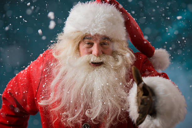istock Santa Claus running outdoors at North Pole 491060248