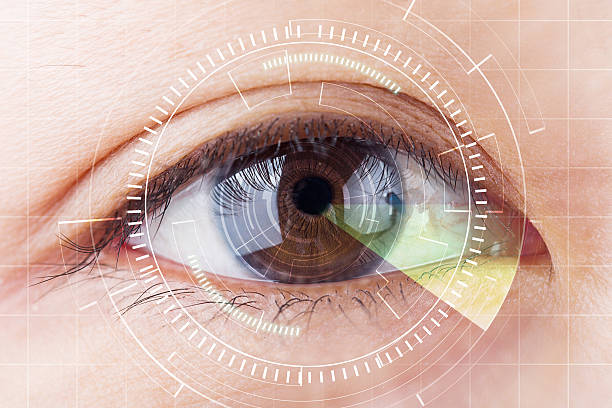 istock Close-up brown eye the future cataract protection , scan. 491060880