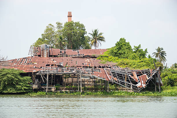 The old house construction fail at edge of the river