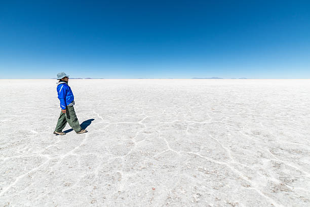 istock Tourist walking on Uyuni Salt Flat, Bolivia 491063426