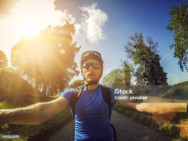 Mountain Bike Biker View Stock Photo - Download Image Now - Bicycle, Bicycle Trail - Outdoor Sports, Cycling