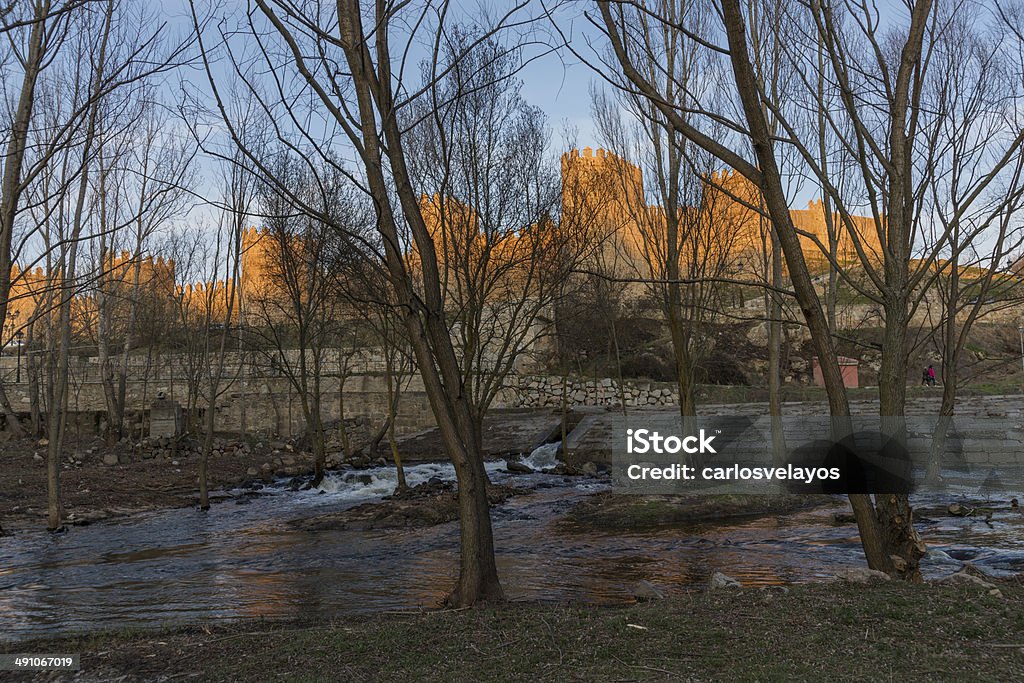 Murs de Avila (Espagne) avec son reflet - Photo de Arbre libre de droits